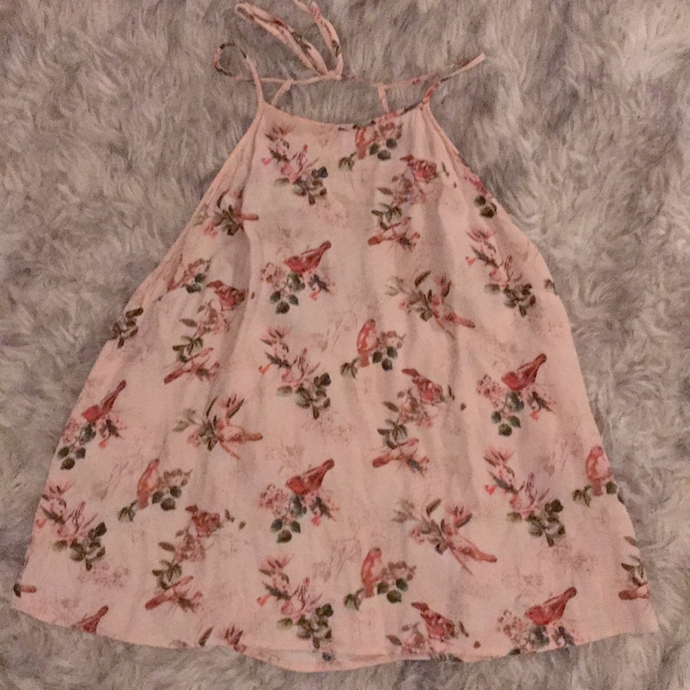 Forever21 Pink bird print flow top